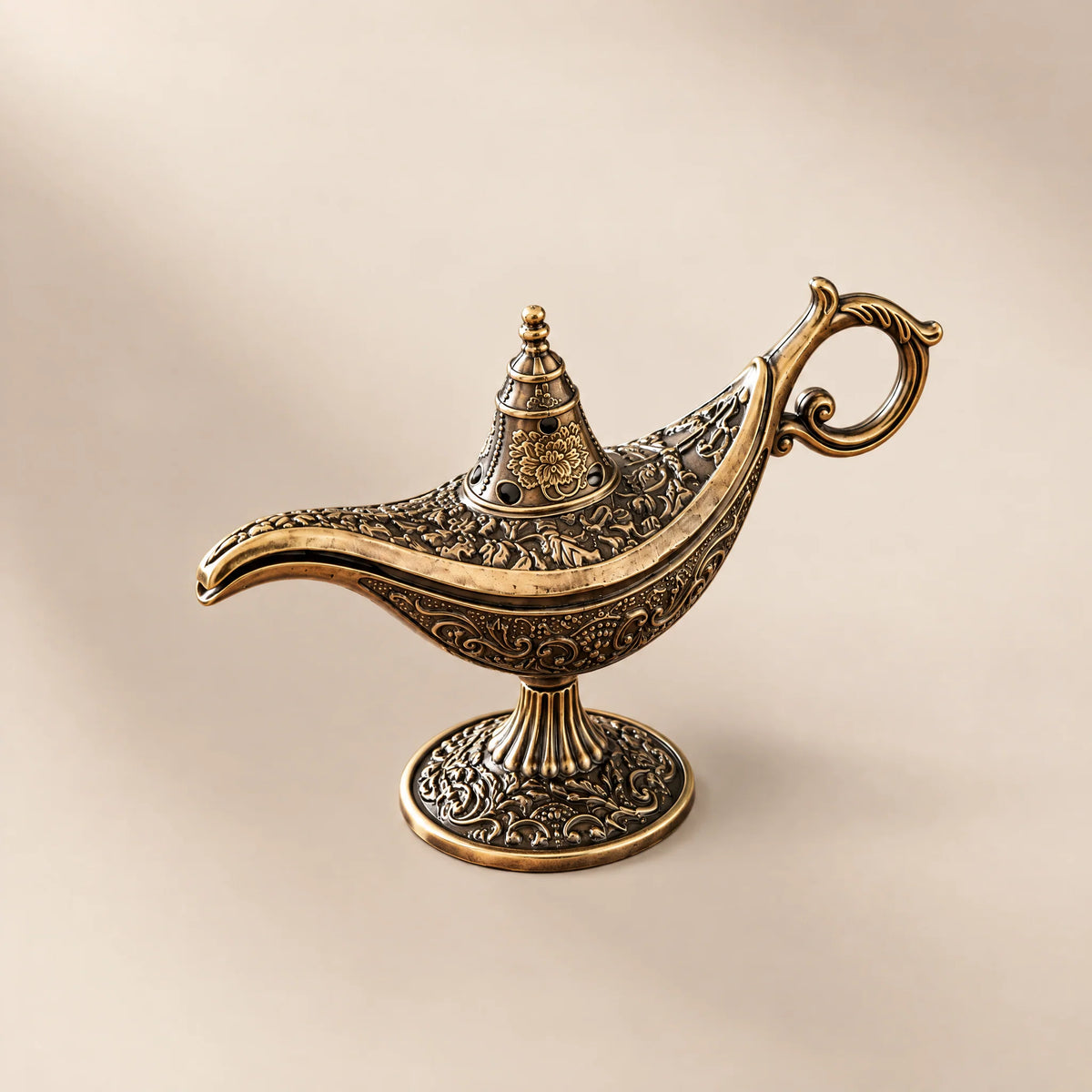 Genie Lamp Metal Incense Burner, seen from slightly above