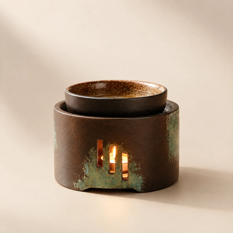 Dark Ceramic Tealight Wax Warmer, front view