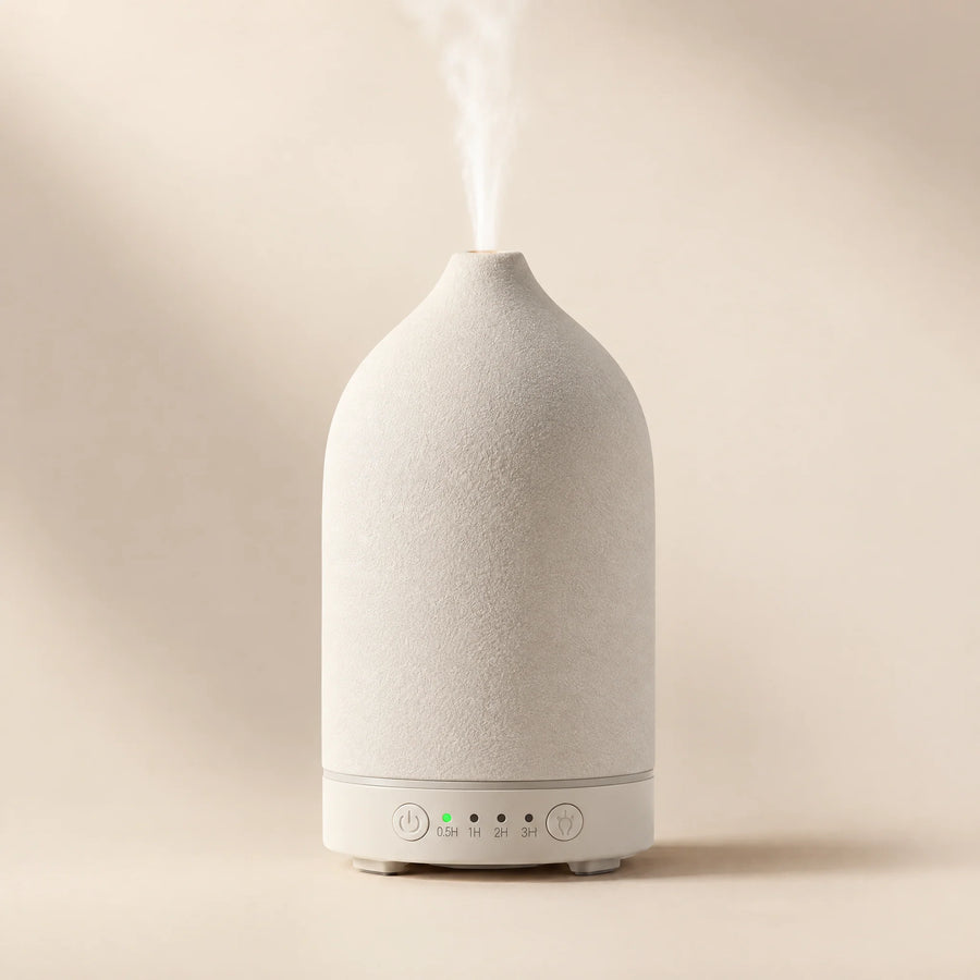 Matte Ceramic Essential Oil Diffuser, 100 ml, white, front view