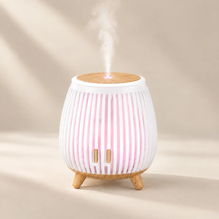 Ribbed Lantern Essential Oil Diffuser, 140 ml, white, front view