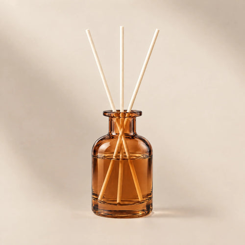Glass Reed Diffuser Bottle, 100 ml, brown, front view