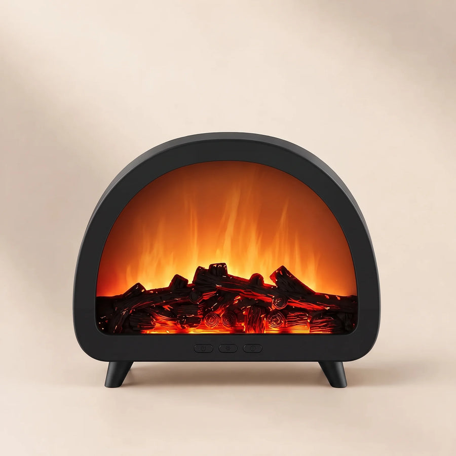 Arched Fireplace Flame Diffuser, black, front view