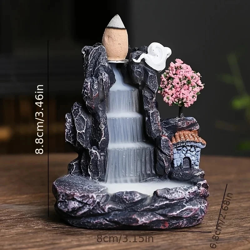 Red Flower Ceramic Backflow Incense Burner