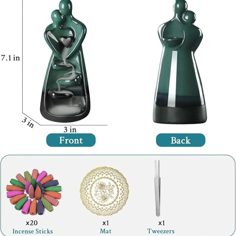 Embrace Love Ceramic Backflow Incense Burner