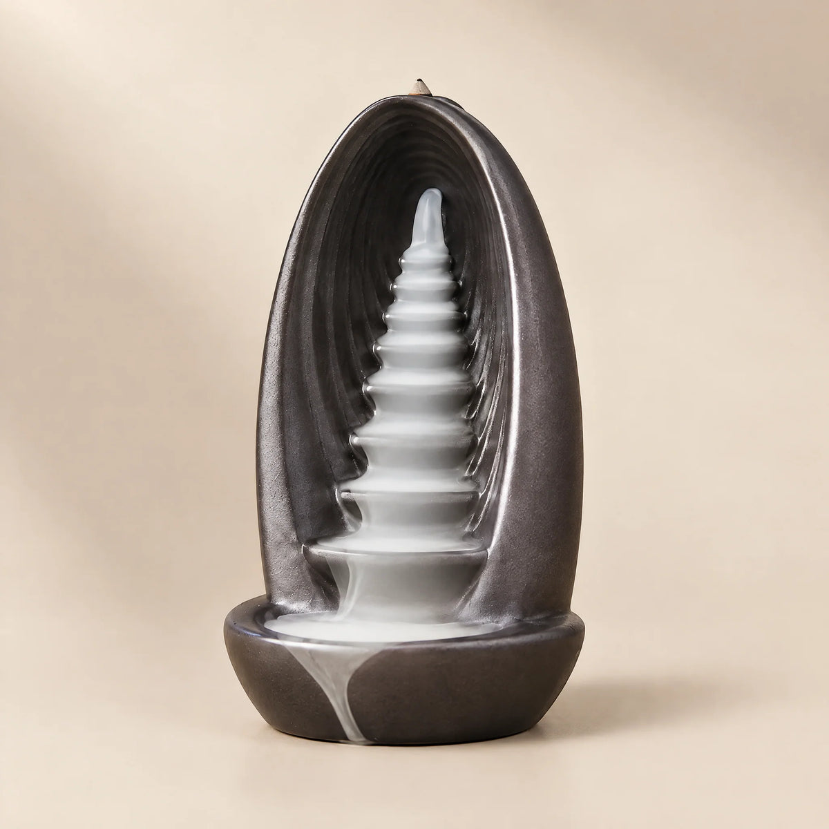 Stairway Ceramic Backflow Incense Burner, three quarter view