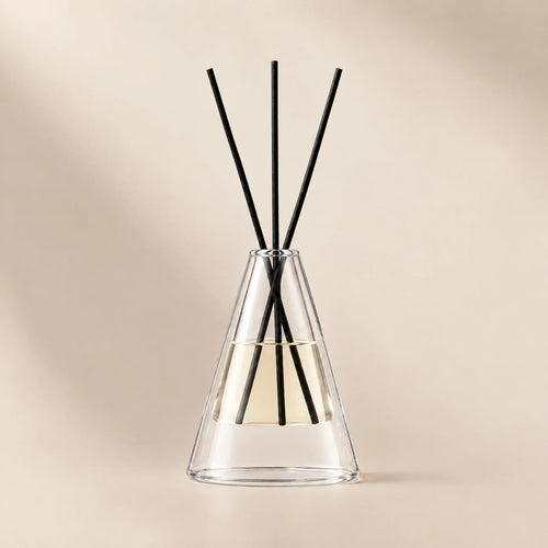 Cone Glass Reed Diffuser Bottle, clear, front view